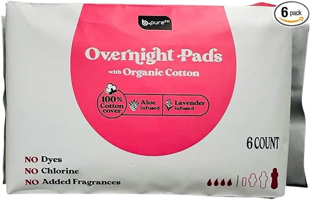 Lavender Aloe Night Pads – Soothing Comfort Pack, 6 ct by B.pure